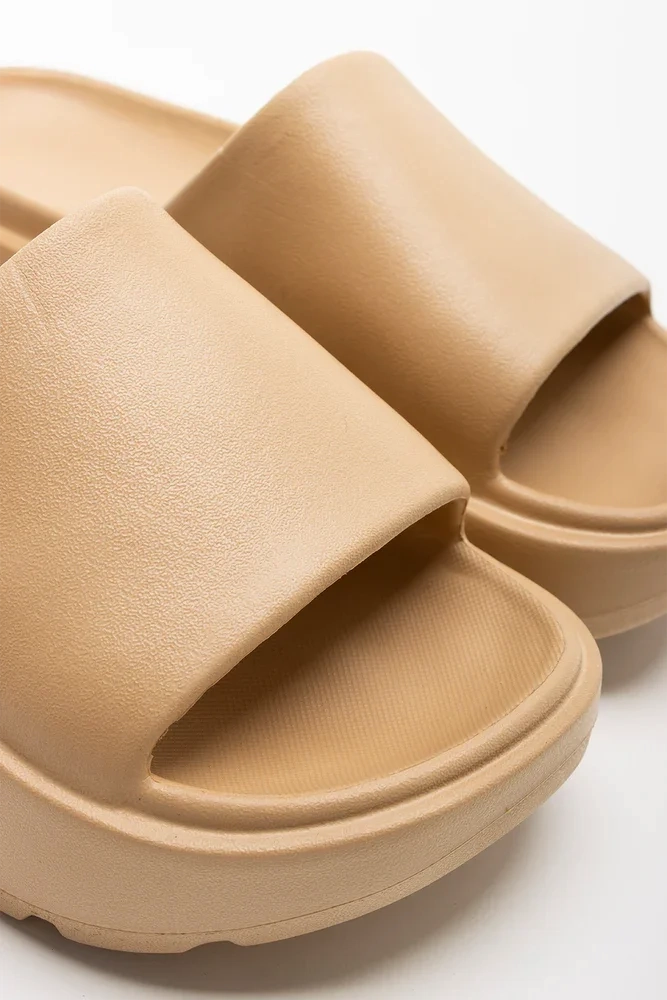 Platform Slide Natural Sandals Covered Toe