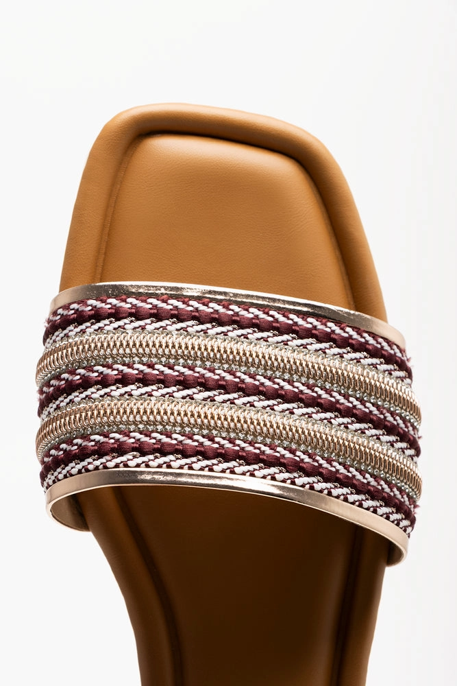 Handcrafted Footwear Sandals Embellished Mule Tan