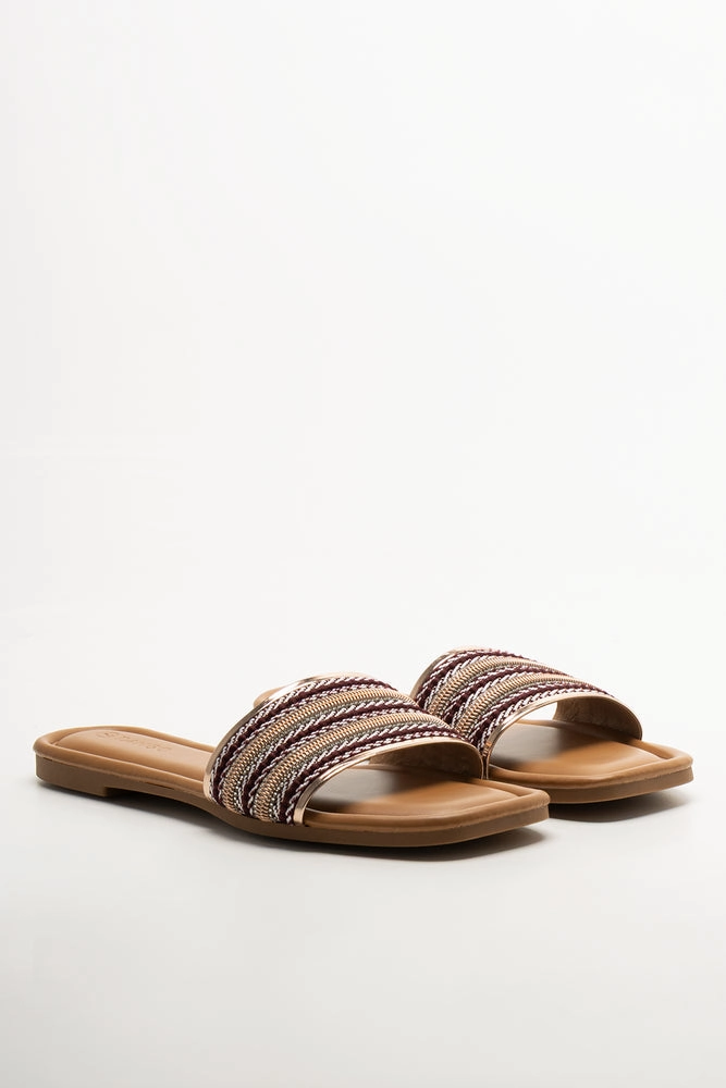 Embellished Mule Tan Lime Sandals