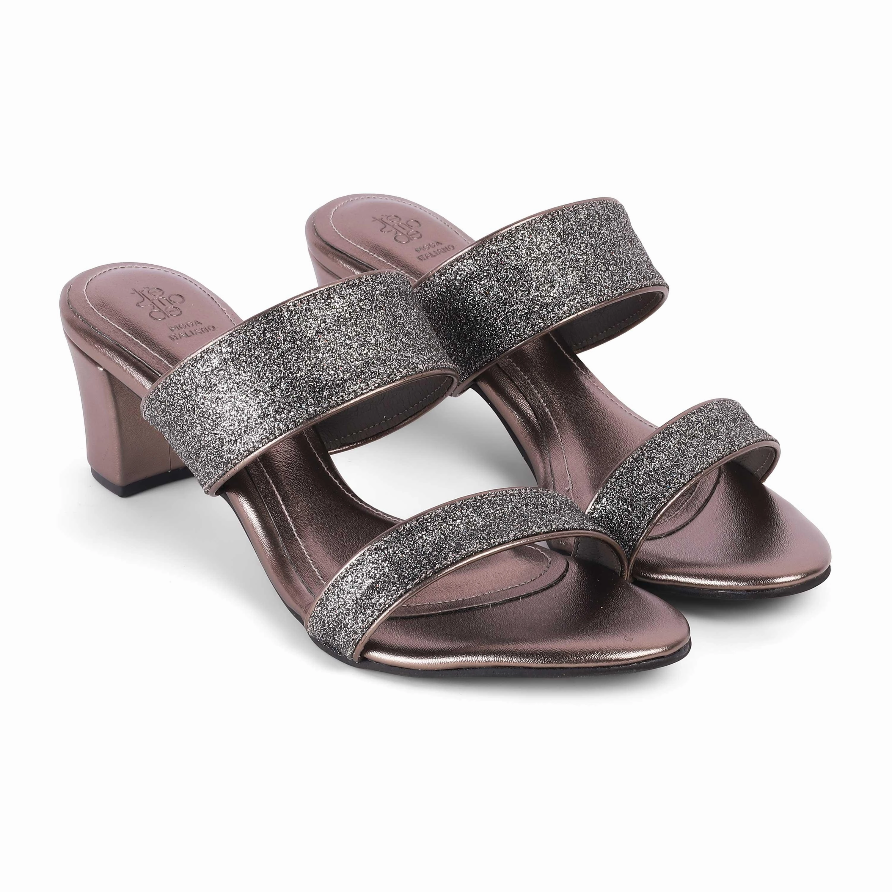 Tresmode Sheen Pewter Women's Dress Block Heel Sandals Flip Flops Sandals