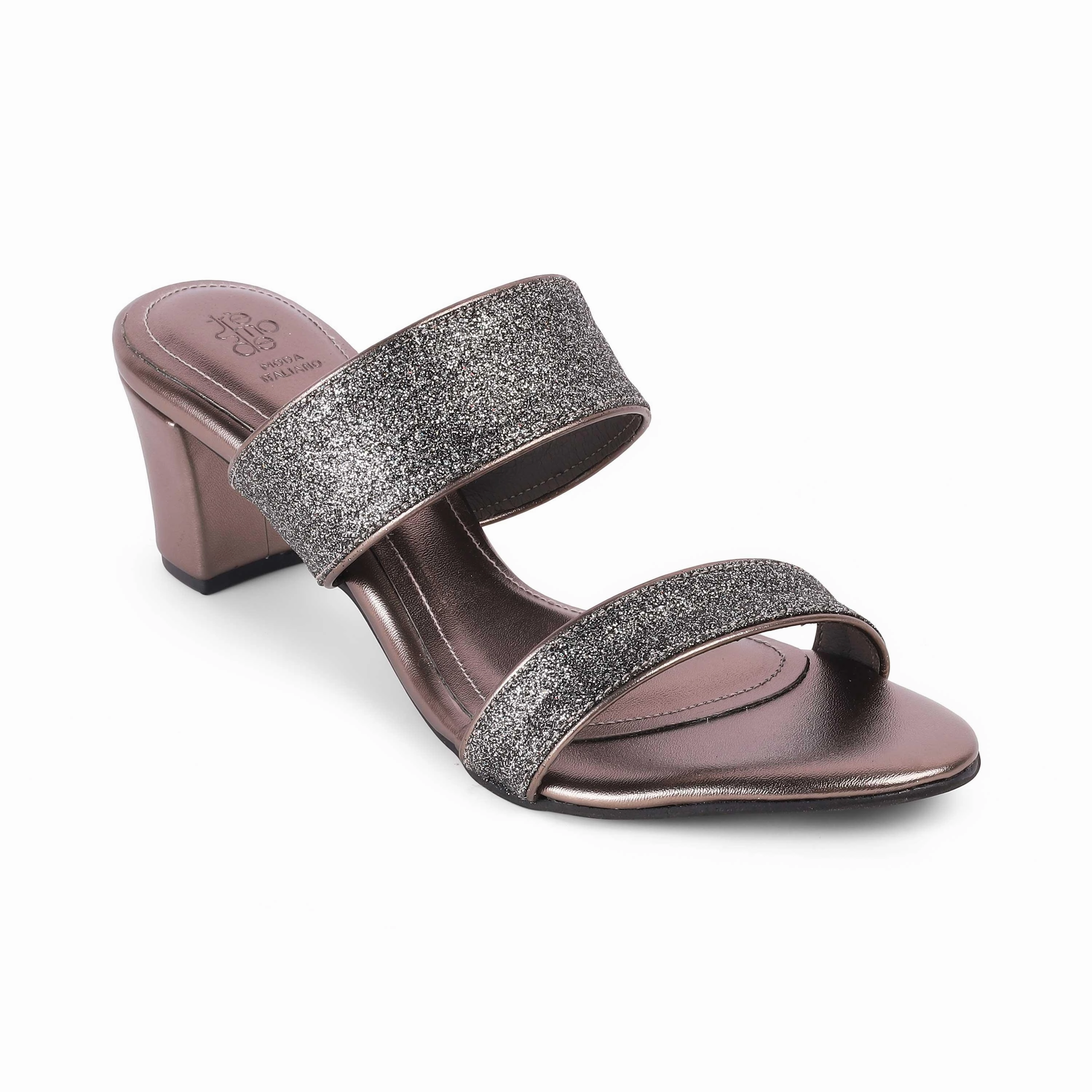 Tresmode Sheen Pewter Women's Dress Block Heel Sandals Summer Platform Sandals