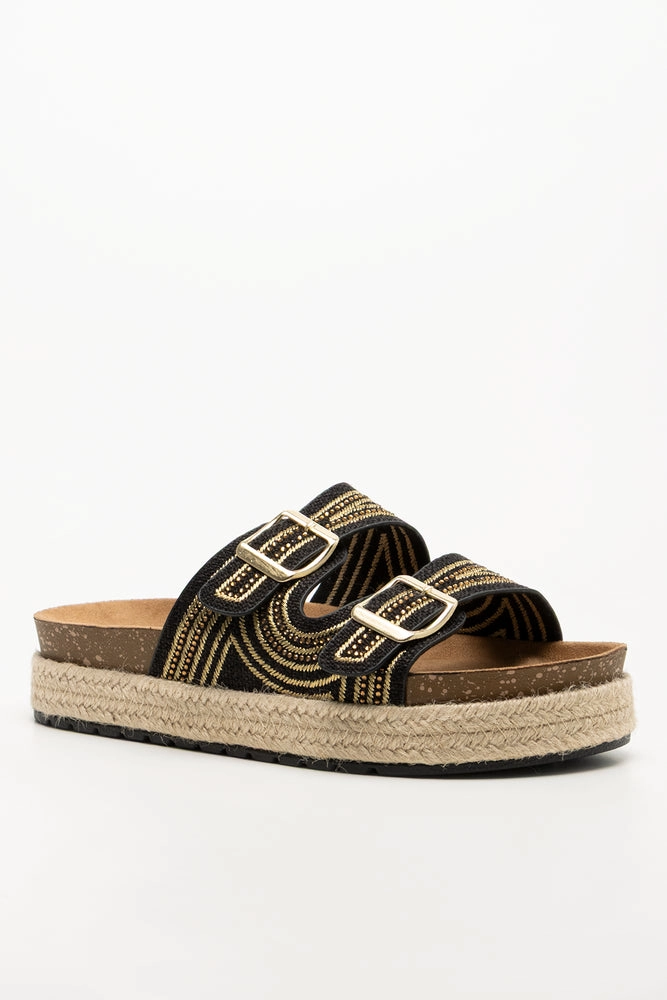 Birkenstock Sandals Dupe Espadrille Platform Sandal Black