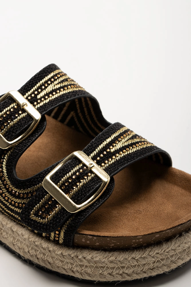 Universal Sandals Espadrille Platform Sandal Black