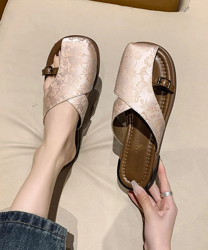 Chinese Style Black Hollow Out Print Satin Slide Sandals AP1034 Blowfish Sandals