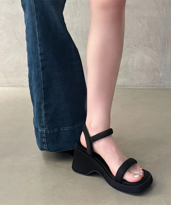 White Hollow Out Platform Sandals Peep Toe Buckle Strap OI057