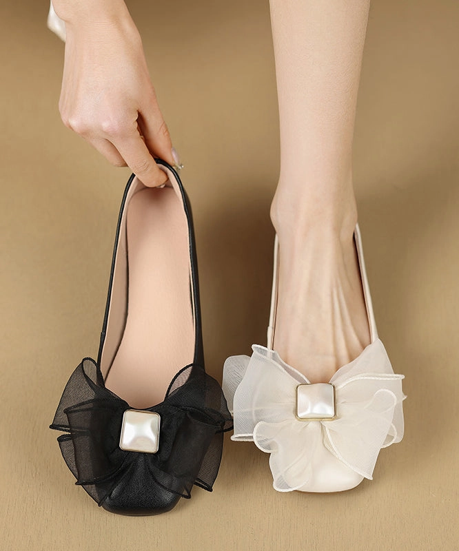 Best Shoes For Travel Fashion Shoes Splicing Bow For Black Flat Women