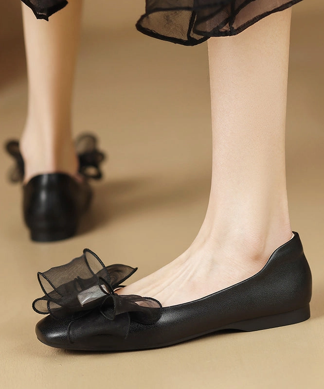 Shoes Ripped Fashion Shoes Splicing Bow For Black Flat Women