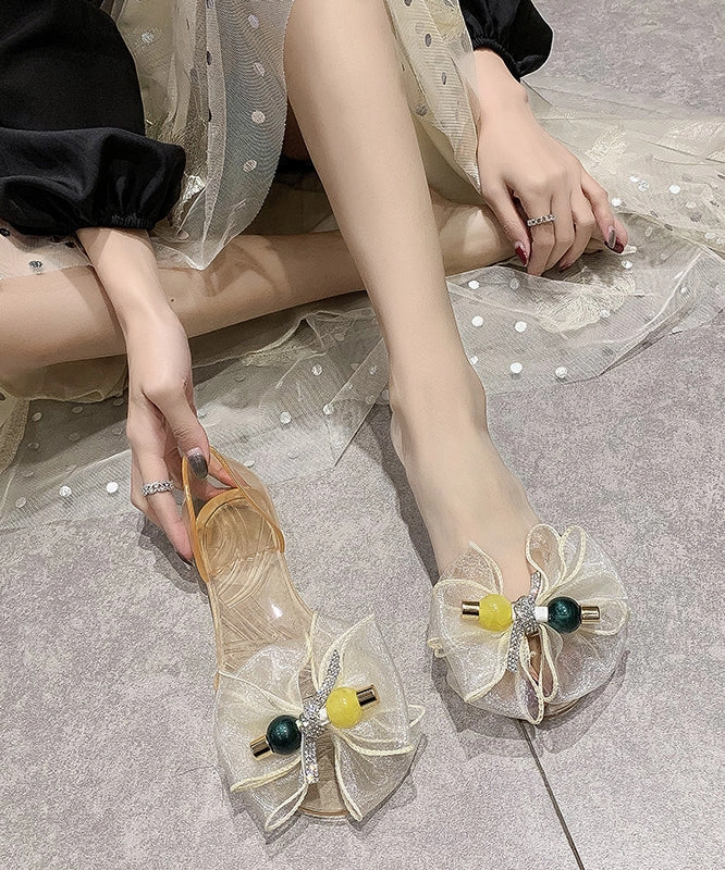 Doc Marten Flower Sandals Fashion Tulle Bow Transparent Crystal Walking Sandals AA003
