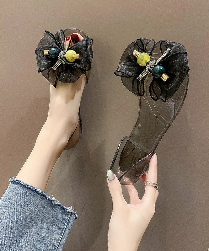 Fashion Tulle Bow Transparent Crystal Walking Sandals AA003 Best Sandals For With Plantar Fasciitis