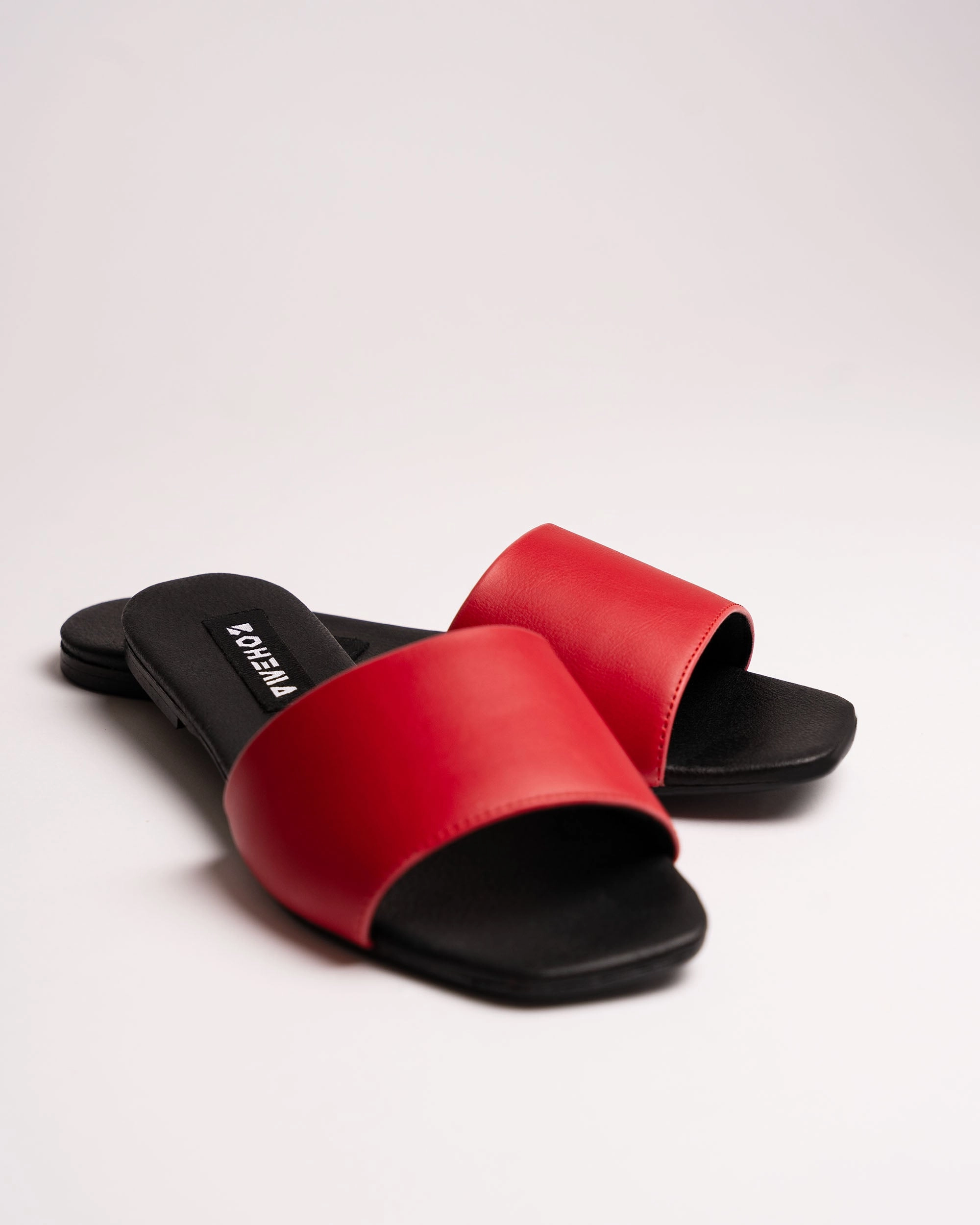 Lake Flip Flops Mellow Slides Red vegan slides made of corn leather - outlet