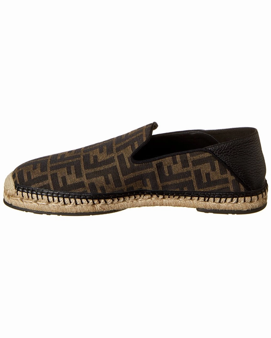 Fendi FF Leather-Trim Espadrille Tie Up Platform Espadrilles