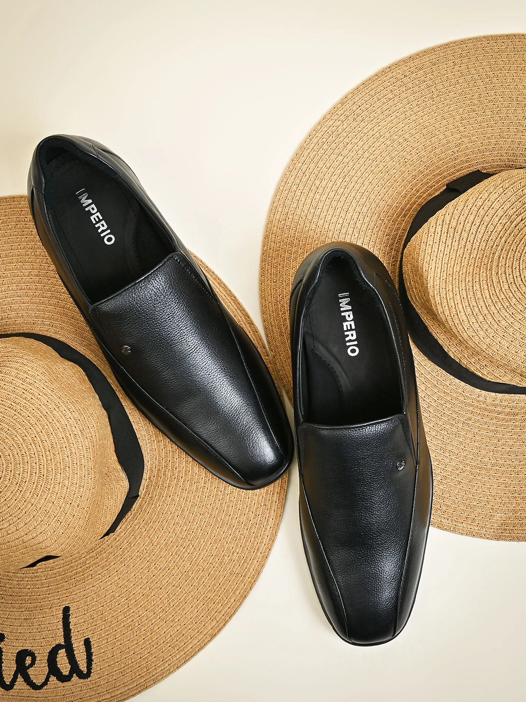 Imperio By Regal Black Men Classic Leather Slip Ons Bondi 8 Wide