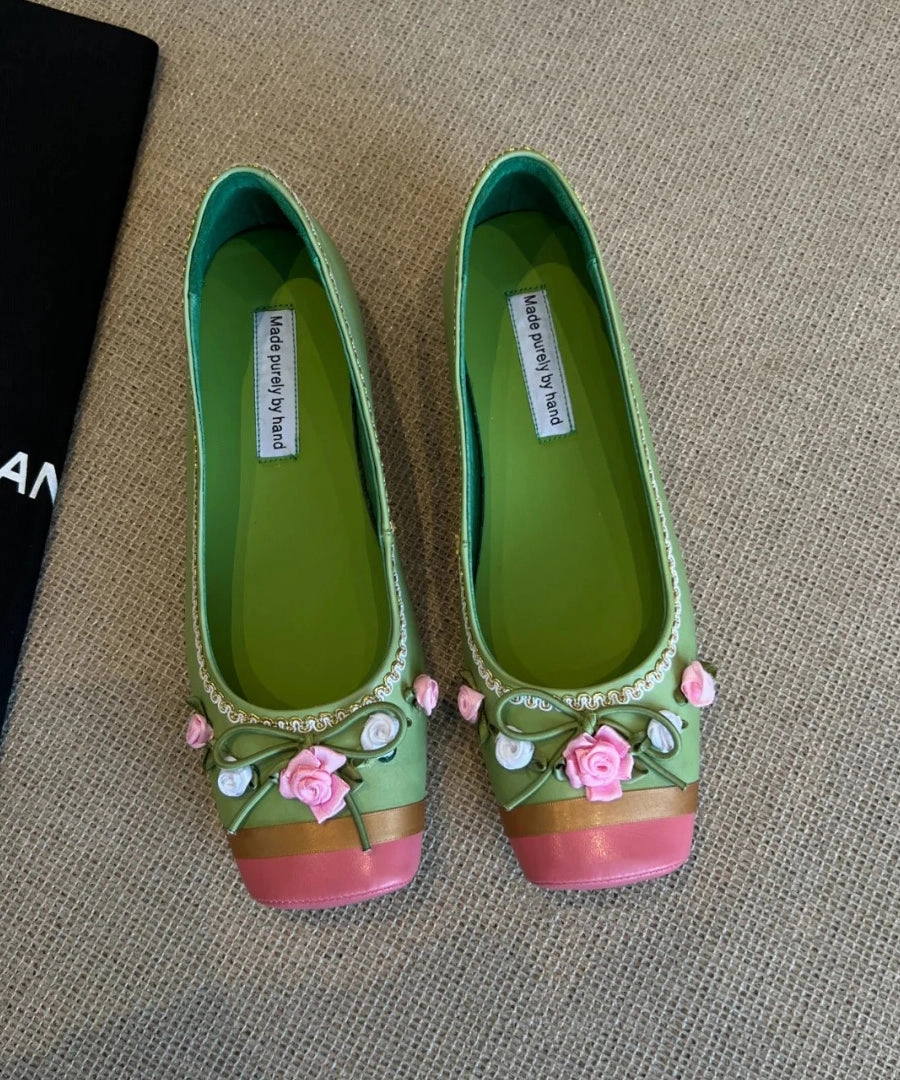 Westfield Flat Women Shoes Floral Pink French Embroidered For Splicing