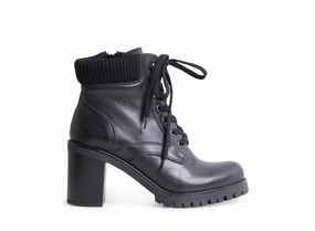 Olive And Edie Combat Boots ALICIAA BLACK LEATHER