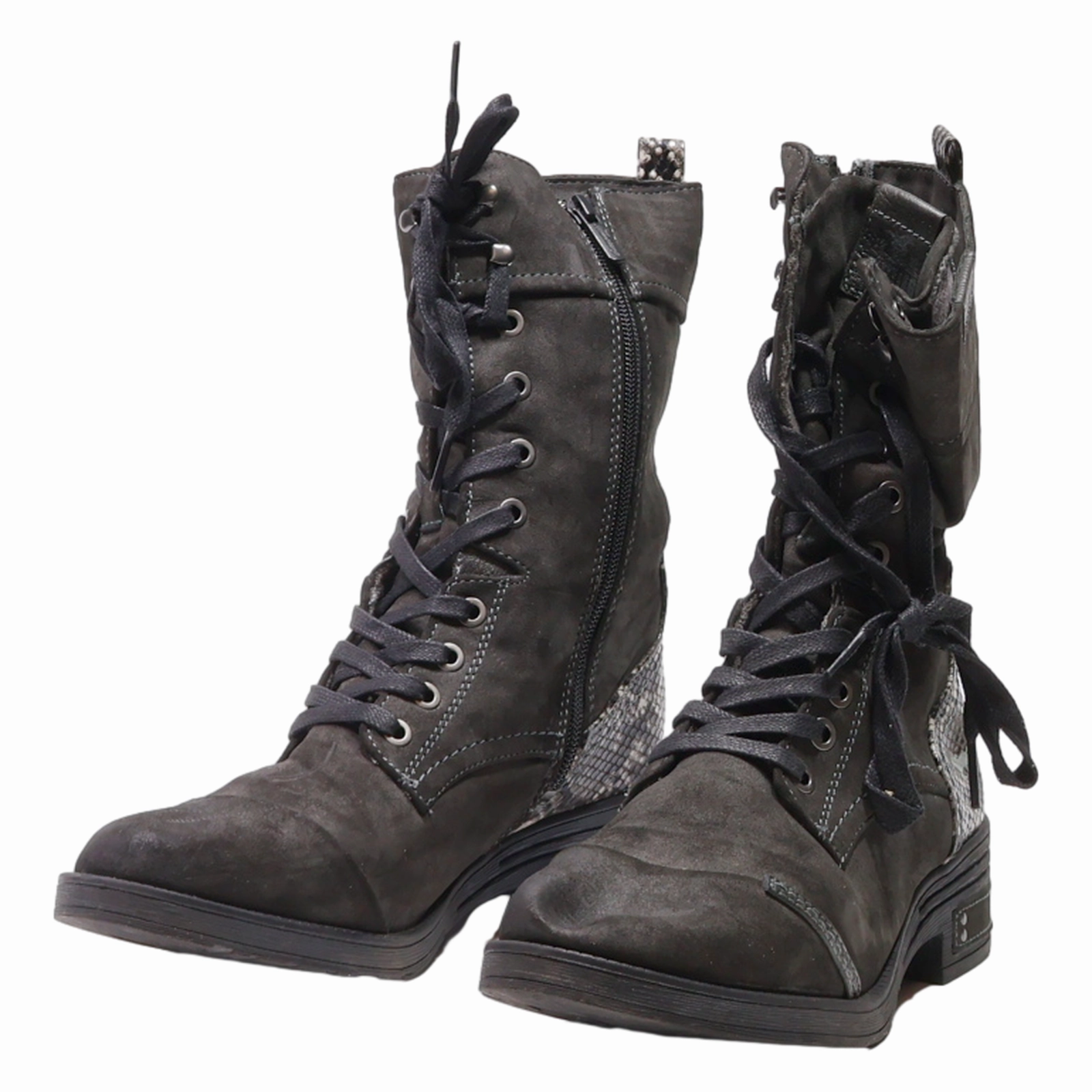 Major Carly Combat Boot MUSTANG Combat Boots Grey Suede Womens UK 7