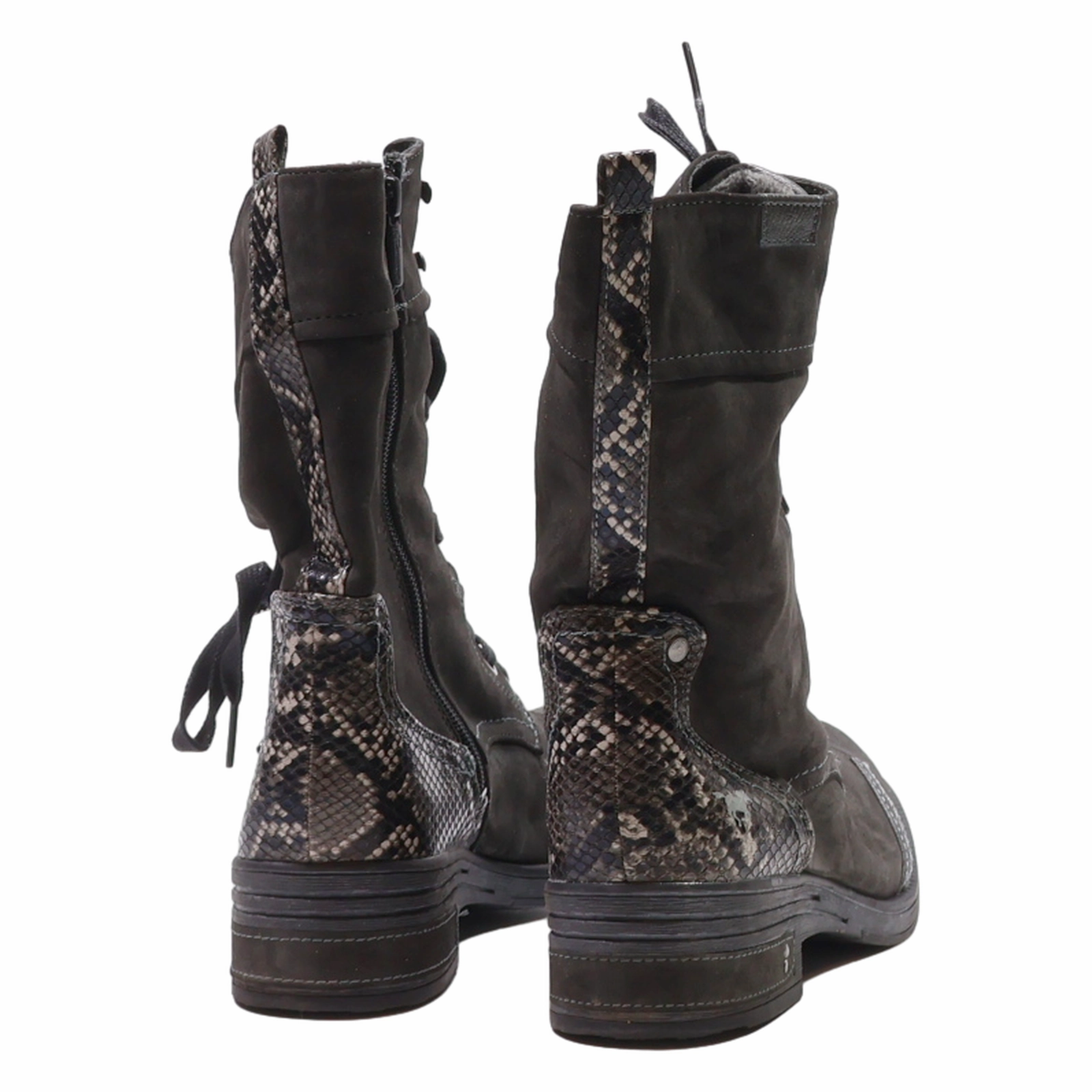 MUSTANG Combat Boots Grey Suede Womens UK 7 Flip Over Combat Boots