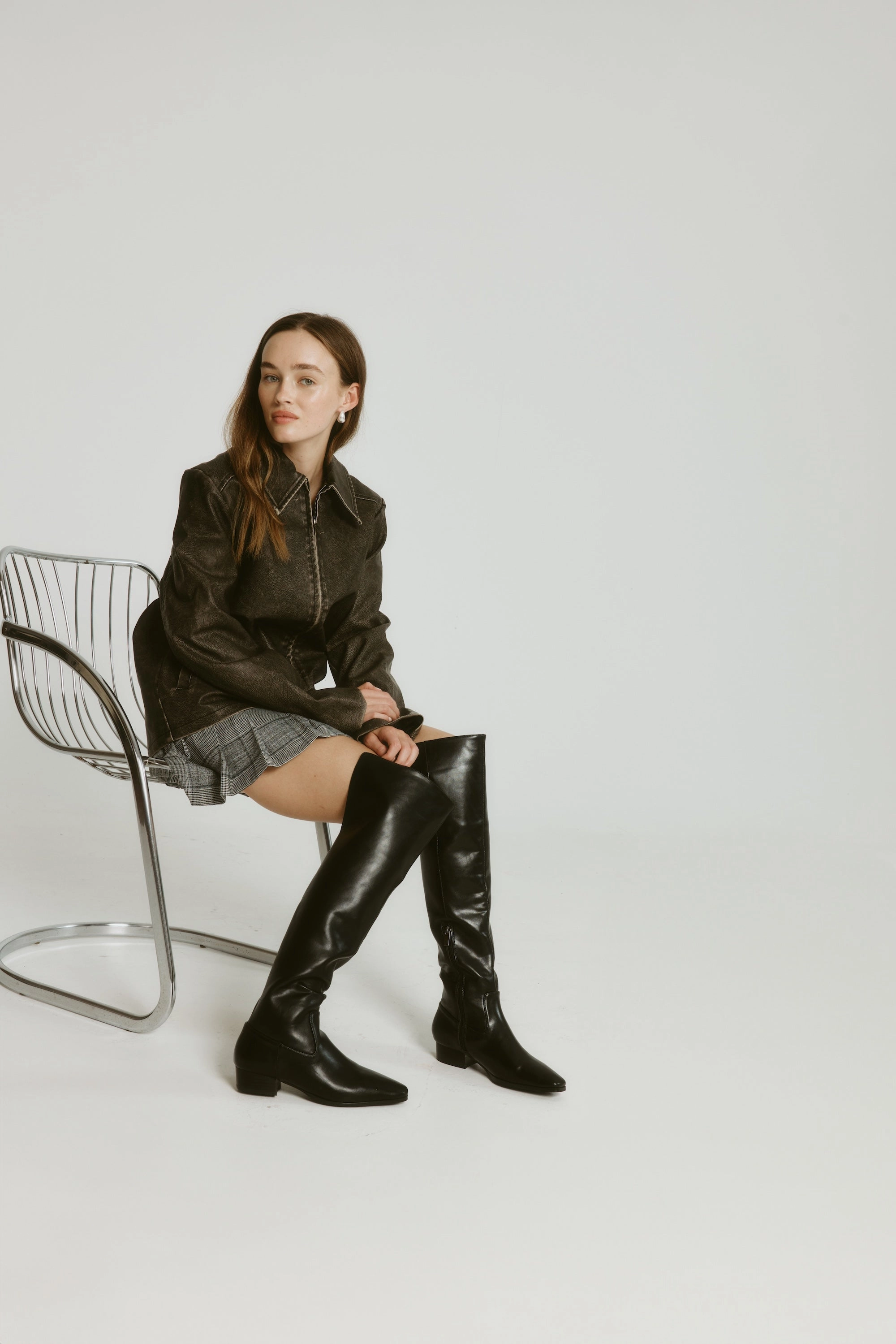 Camden Thigh High Boots - Black Knee High Boots Lace Up Back