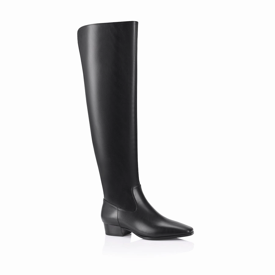 19 Inch Wide Calf Knee High Boots Camden Thigh High Boots - Black
