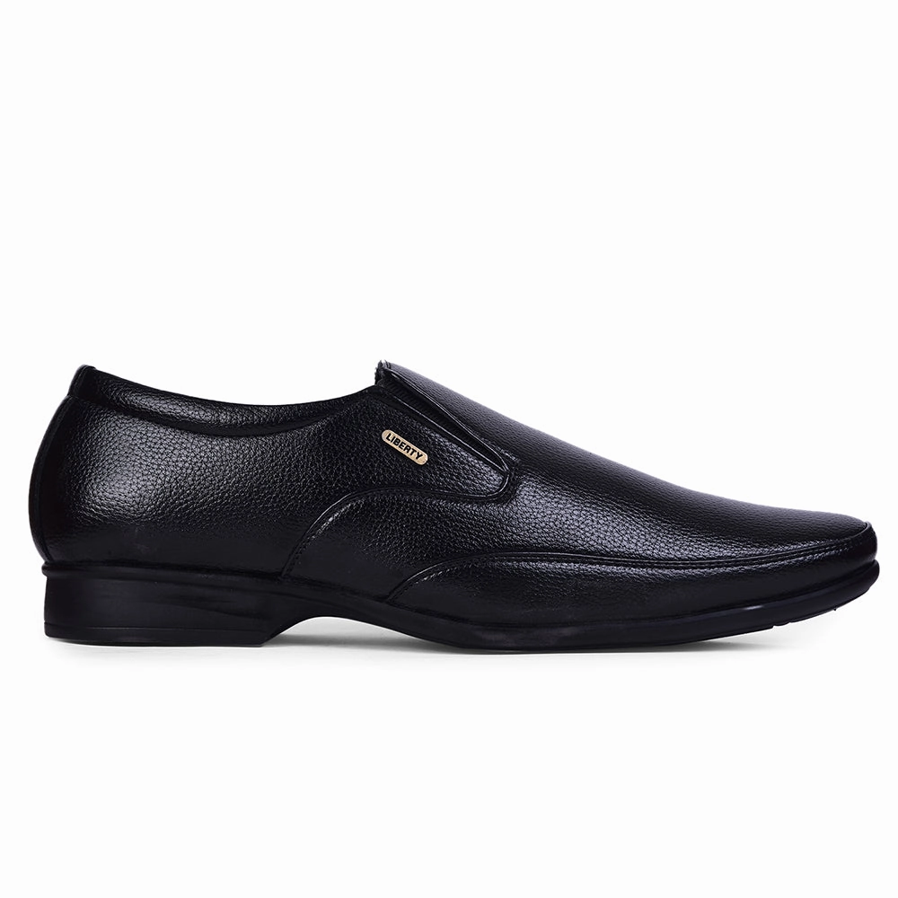 Wide Toe Box Shoes Fortune Black Formal Non Lacing Shoes For Men HOL-132E By Liberty