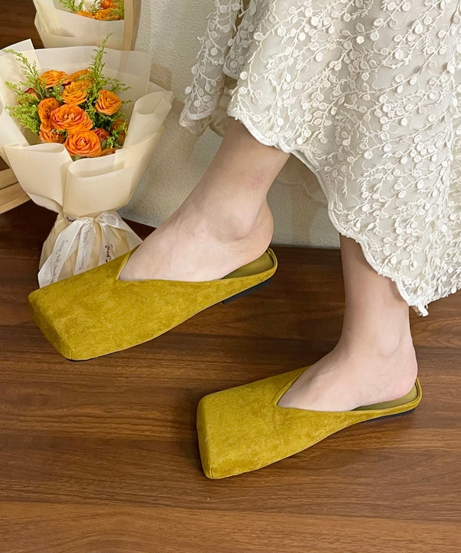 Sandals With The Best Support French Black Square Toe Suede Slide Sandals WT038