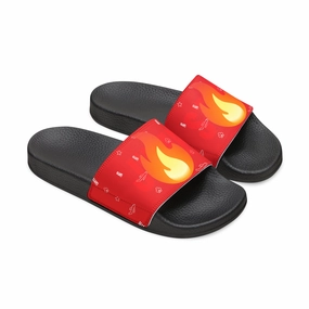 JSJSFC Polly Glide Sandals (Men's Sizing) Iron Flamez Edition Satin Sandals