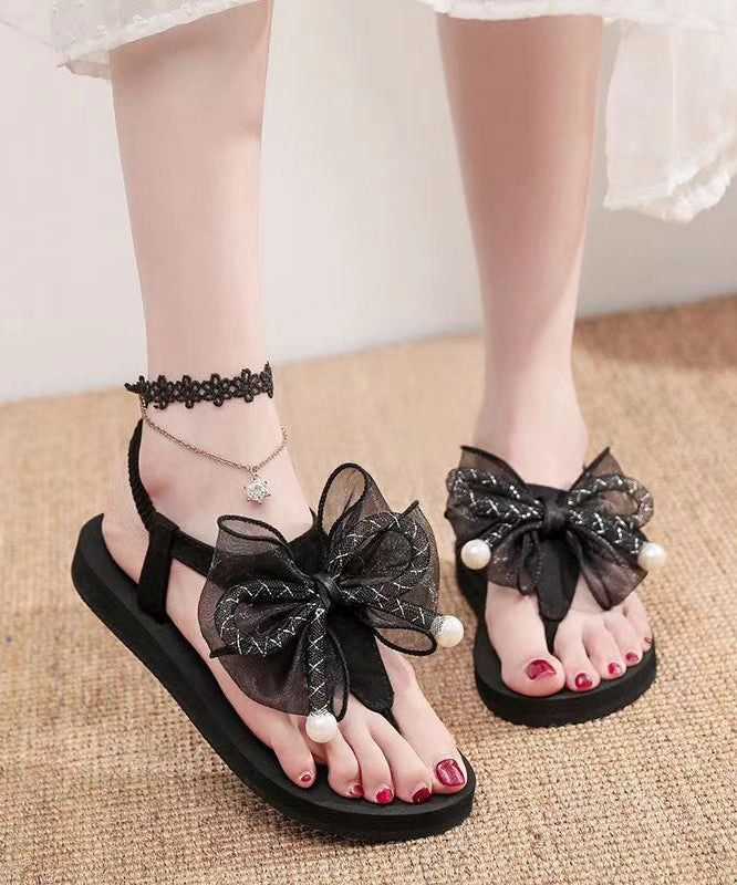 2024 New Black Bow Tie Vacation Beach Flip Flops AG1007 Flip Flops In Sauna