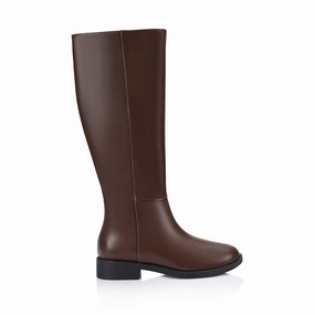 Chunky Knee High Platform Boot Gabe Flat Knee High Boots - Chocolate Brown