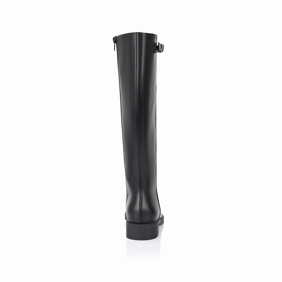 Knee-high Zip Boot Garfield Flat Knee High Boots - Black