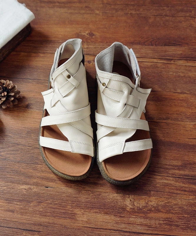 Green Cowhide Leather Retro Splicing Best Flat Sandals Hollow Out JJ068 Clear High Heel Sandals