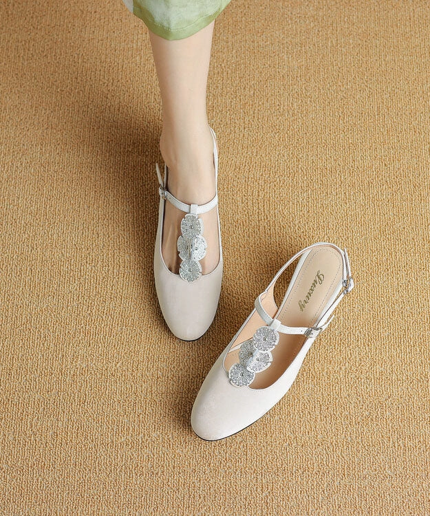 Grey Satin Cowhide Leather Splicing Buckle Strap Chunky Sandals DD1051 German Sandals