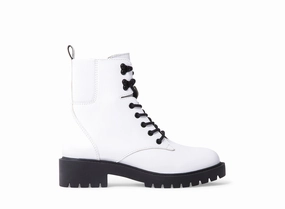 GRIZZLY WHITE LEATHER Molly Platform Combat Boot