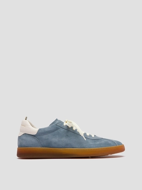 Showroom Near Me HALO 001 - Blue Leather and Suede Sneakers