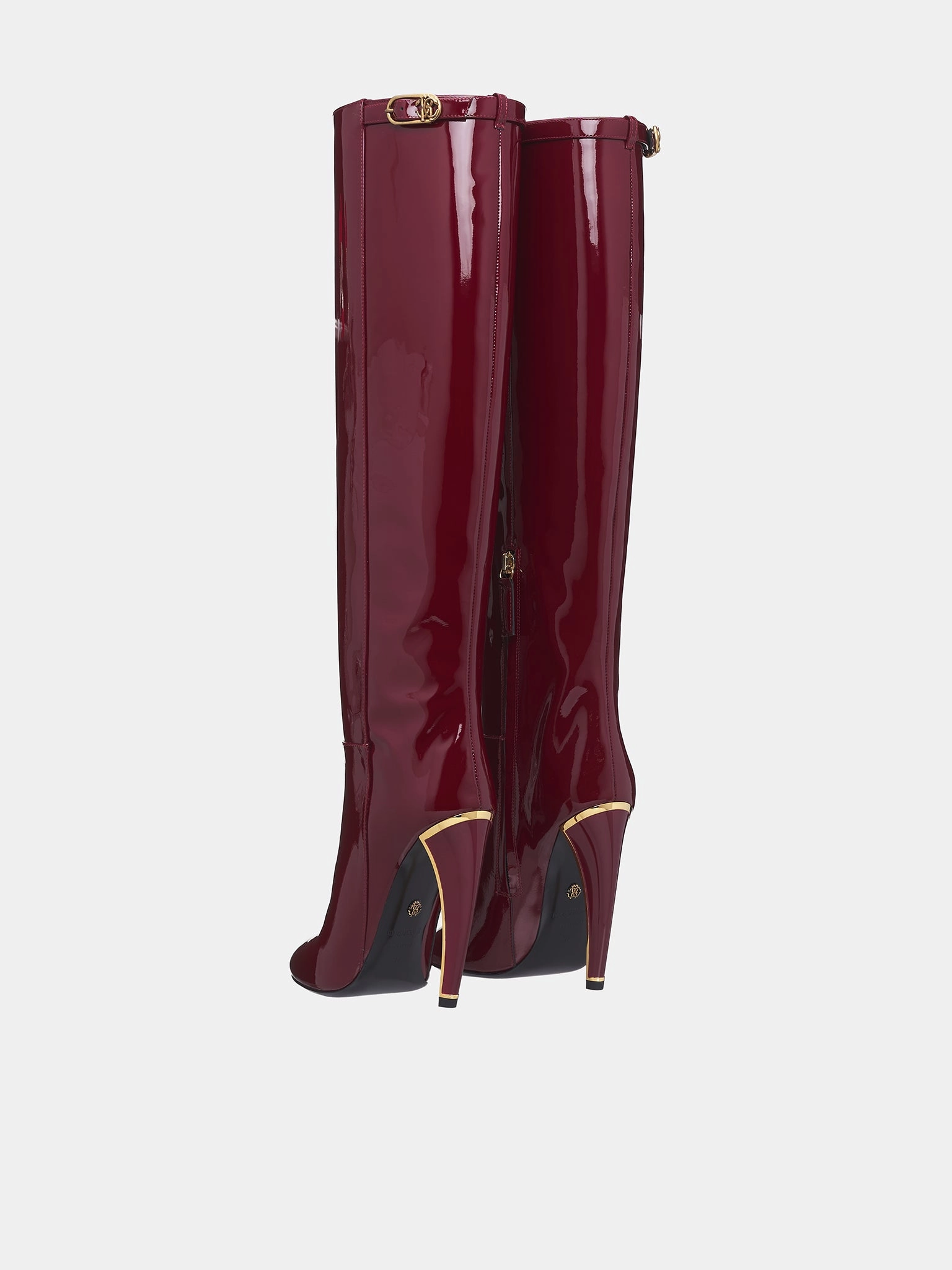 Patent Leather Knee High Boots (TKS015-PZV00C-BORDEAUX) Snakeskin Knee High Boots - Wide Calf
