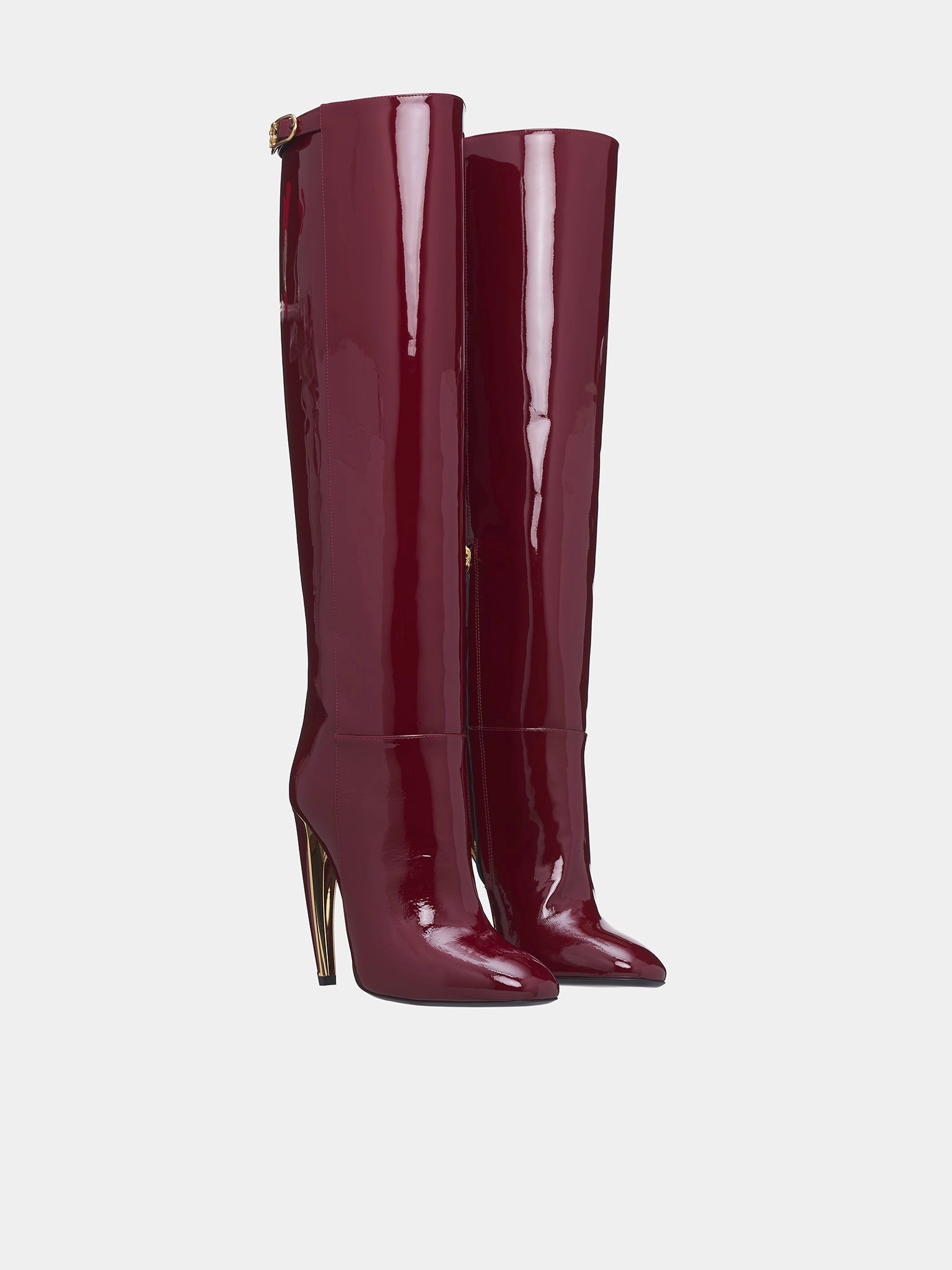 Patent Leather Knee High Boots (TKS015-PZV00C-BORDEAUX) Leather Wide Calf Knee High Boots