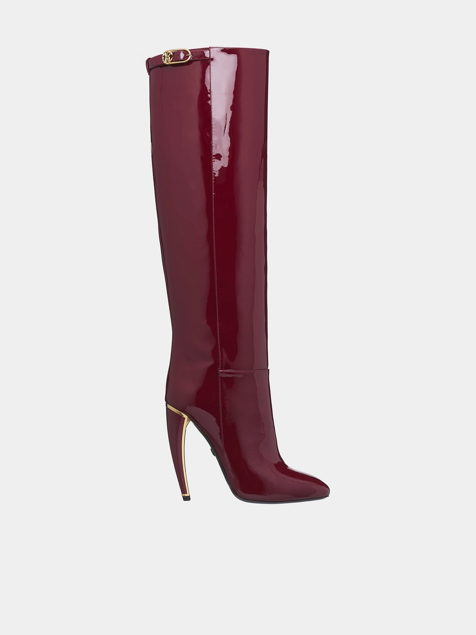 High Knee High Boots Patent Leather Knee High Boots (TKS015-PZV00C-BORDEAUX)