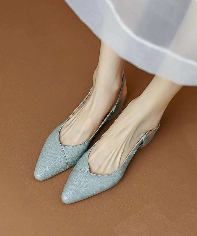 Dirty Laundry Sandals Blue Chunky Cowhide Leather Comfy Splicing Sandals Pointed Toe AP1003