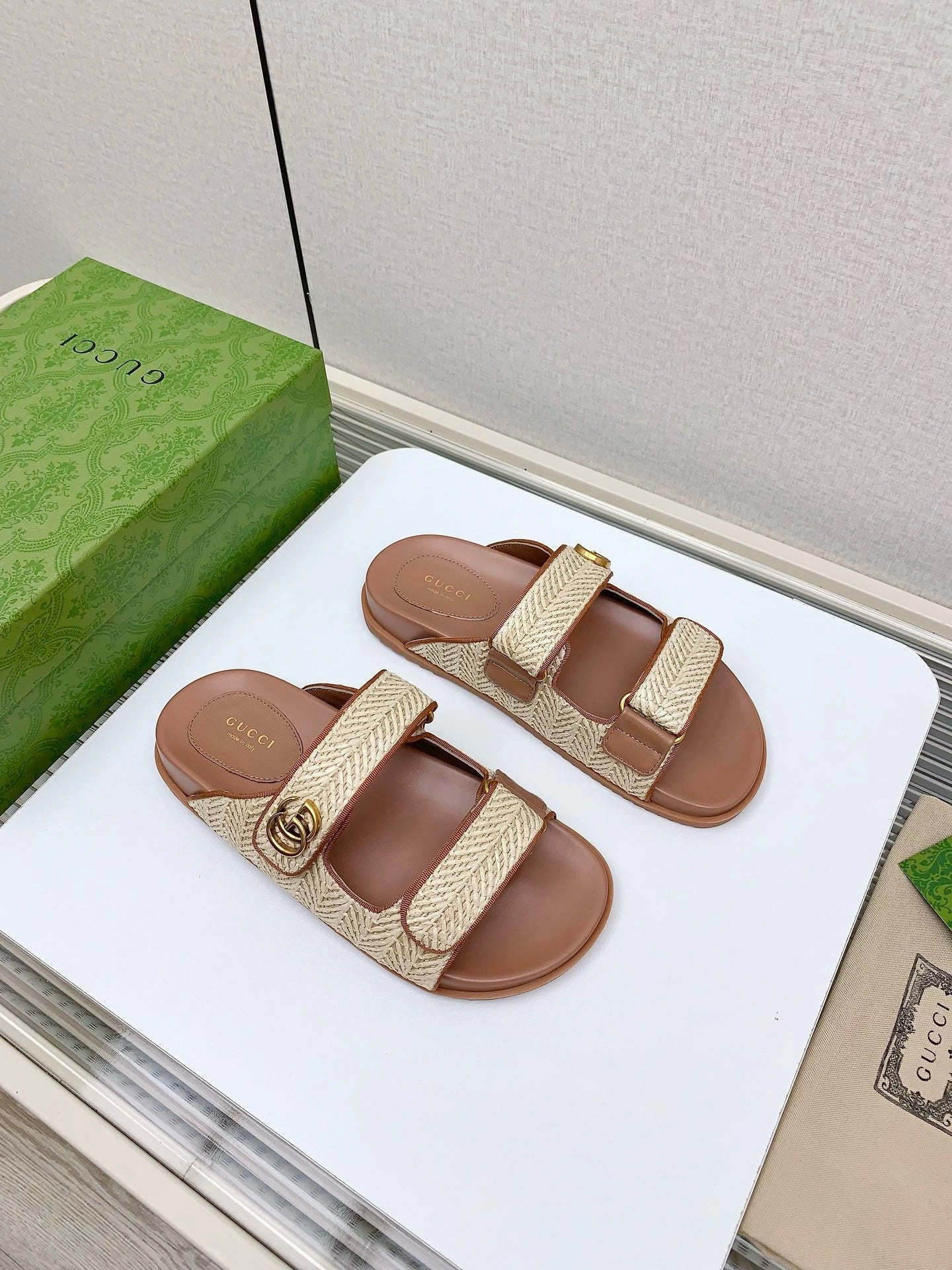 SE1387 Women's Sandal with Double G / Size5-11 Cane's Slippers