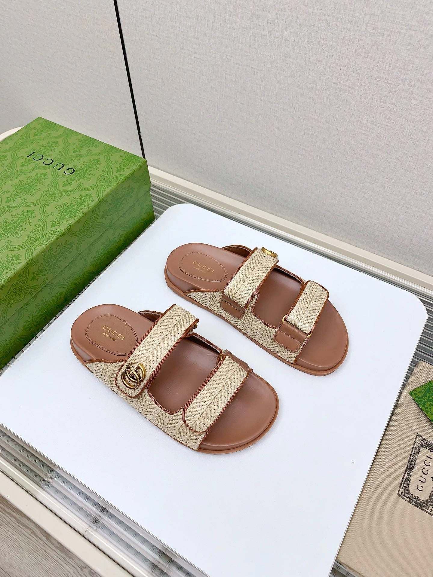 Fluff Slippers SE1387 Women's Sandal with Double G / Size5-11