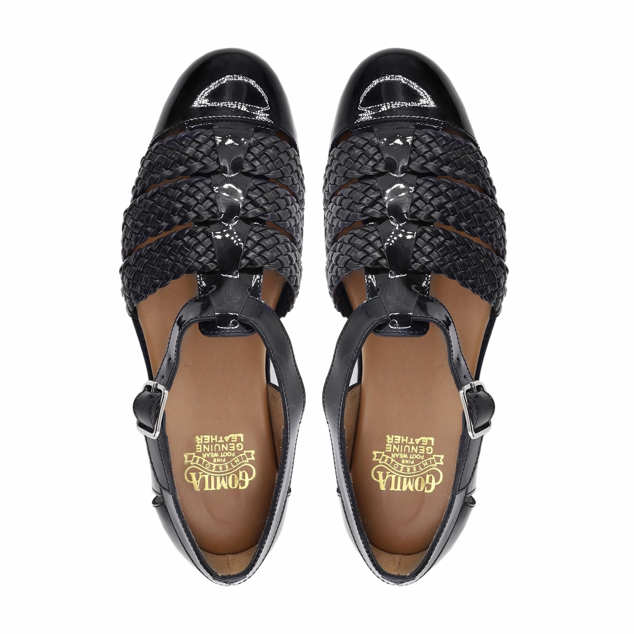 Job Opportunities Hector - Men's Black Hand Woven Calf and Patent Leather Sandal