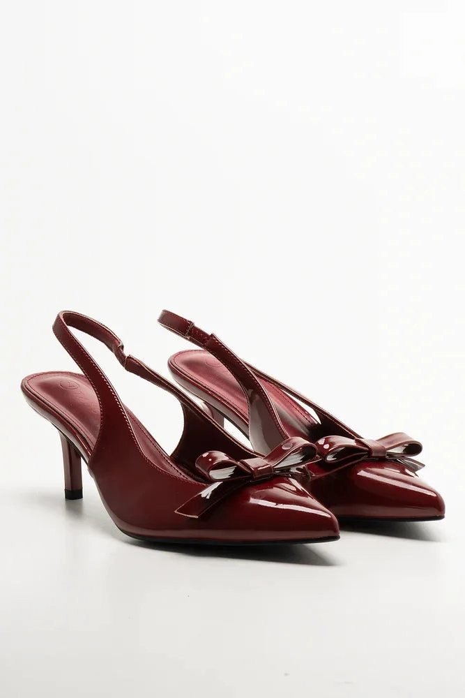 Irvine Pointy Bow Slingback Heel Burgundy