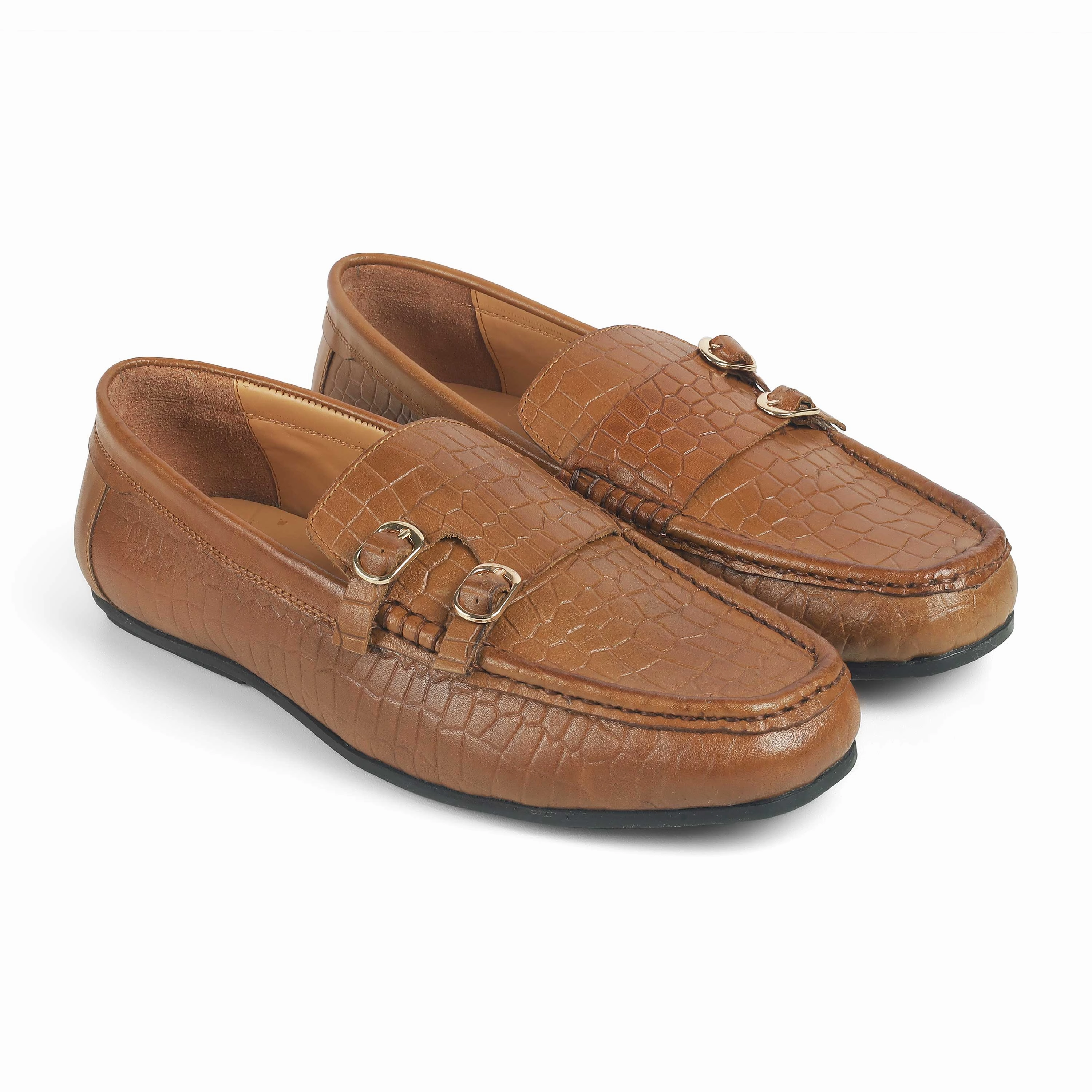 Near Me Store Tresmode Crot Tan Men's Leather Double Monk Shoes