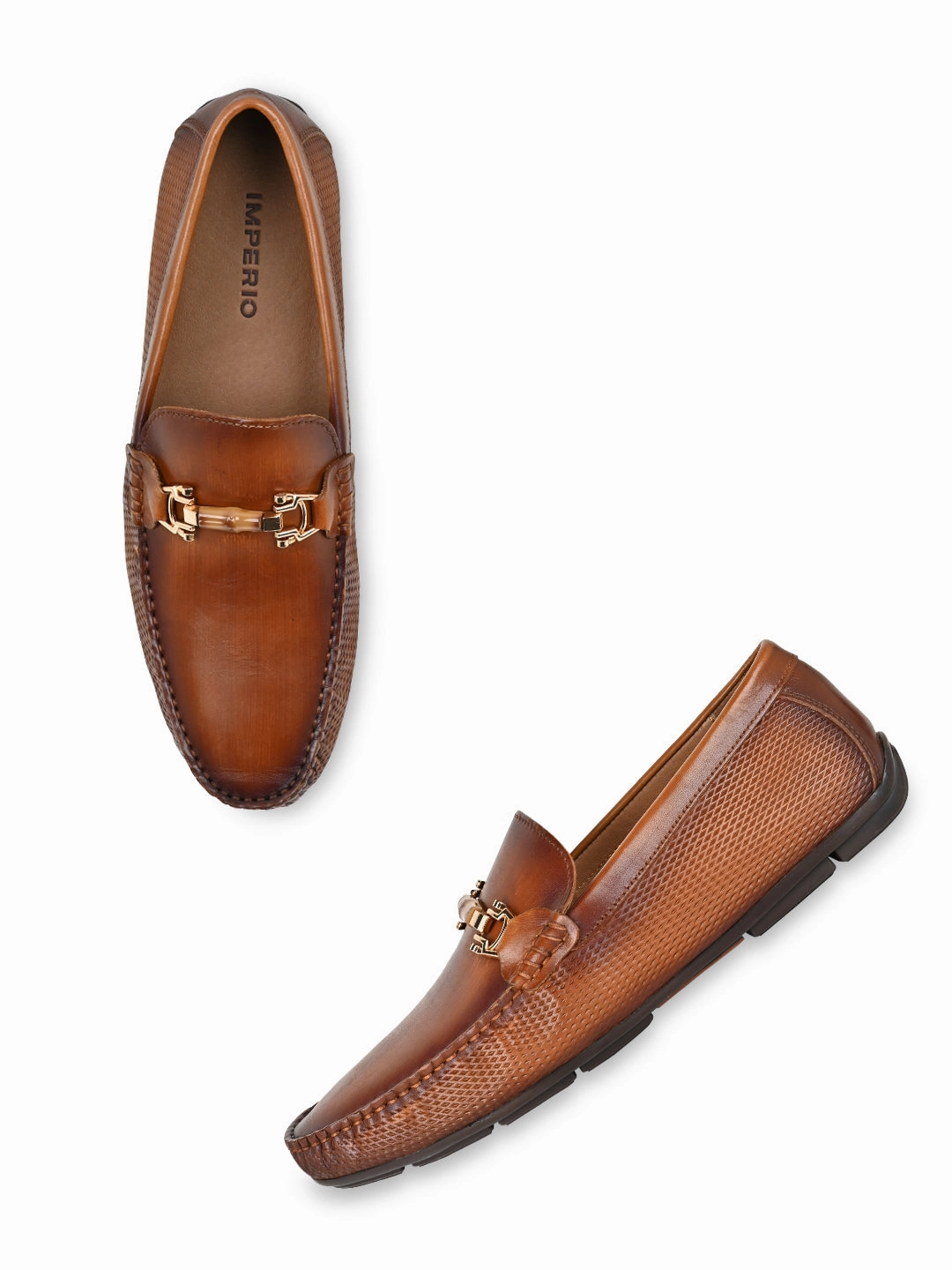 Imperio By Regal Tan Men Casual Leather Loafers Slip In Shoes