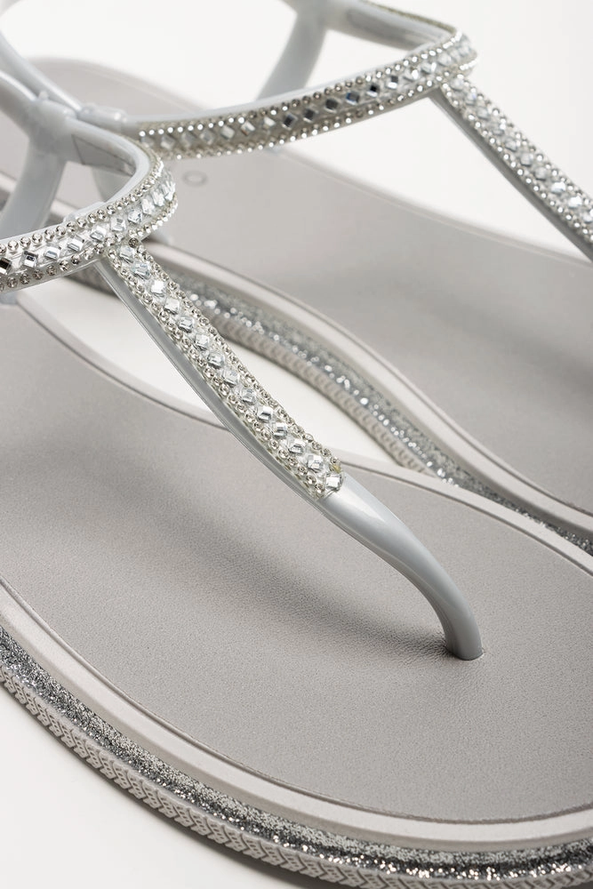 Jelly Thong Sandals Light Grey Wide For Sandals