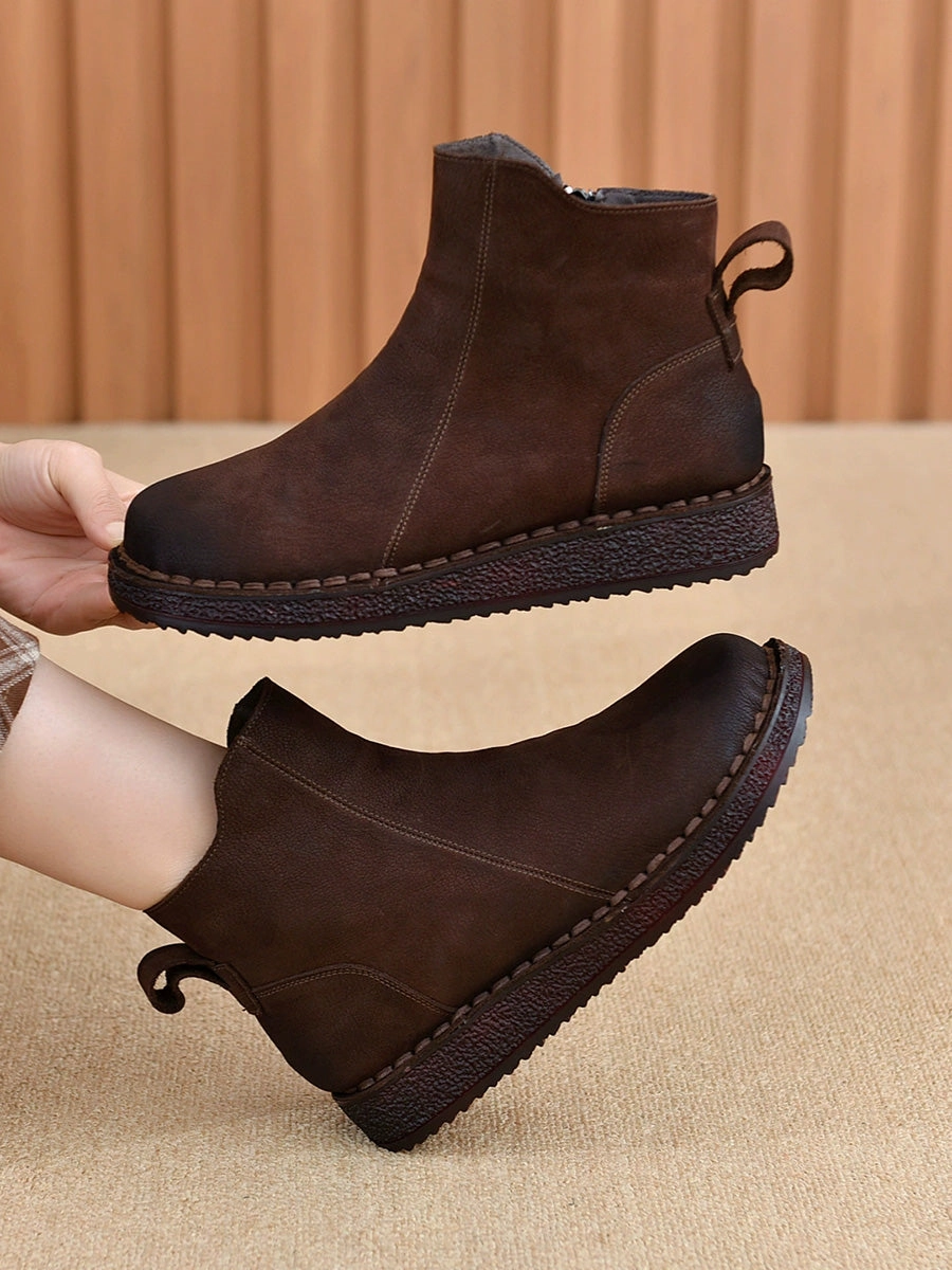 Shoes Story Spliced Flat Leather Genuine Boots Winter Women