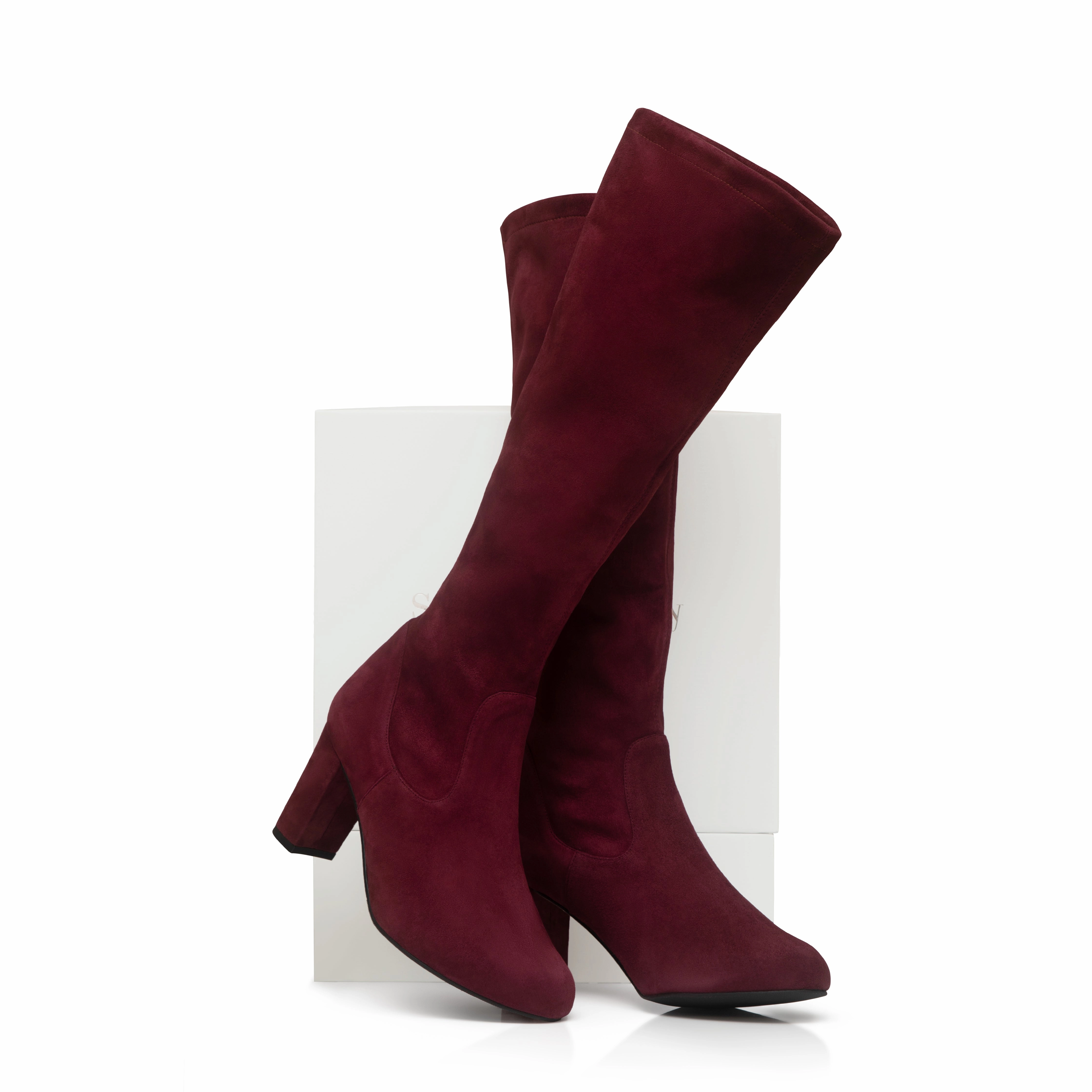 Knee Hig Lydia Extra-Wide Fit Knee High Boots - Claret Suede