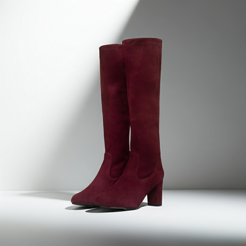 Knee High Boots Skirt Lydia Extra-Wide Fit Knee High Boots - Claret Suede