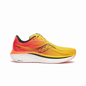Saucony | Men's Ride 18 Running Shoes - Pollen/Pepper Machine Washable Running Shoes
