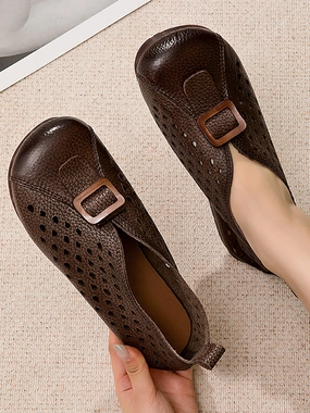 Shoes Dsw Leather Shoes Women Spliced Vintage Flat Summer