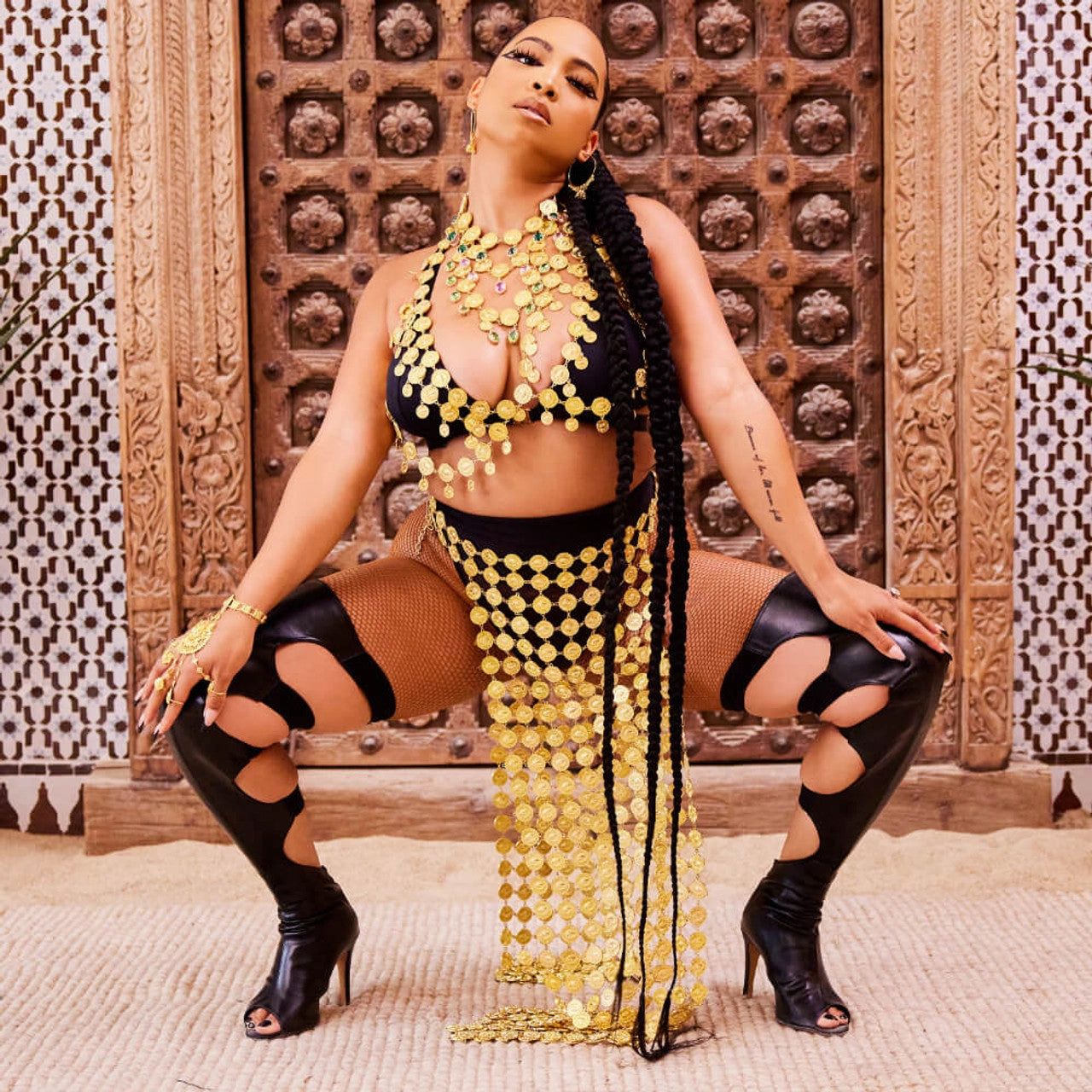 Letto Boot - By Aliya Janell - Open Toe Sexy Cut Out Thigh High Dance Boots (Street Sole) Gibi Knee High Boot