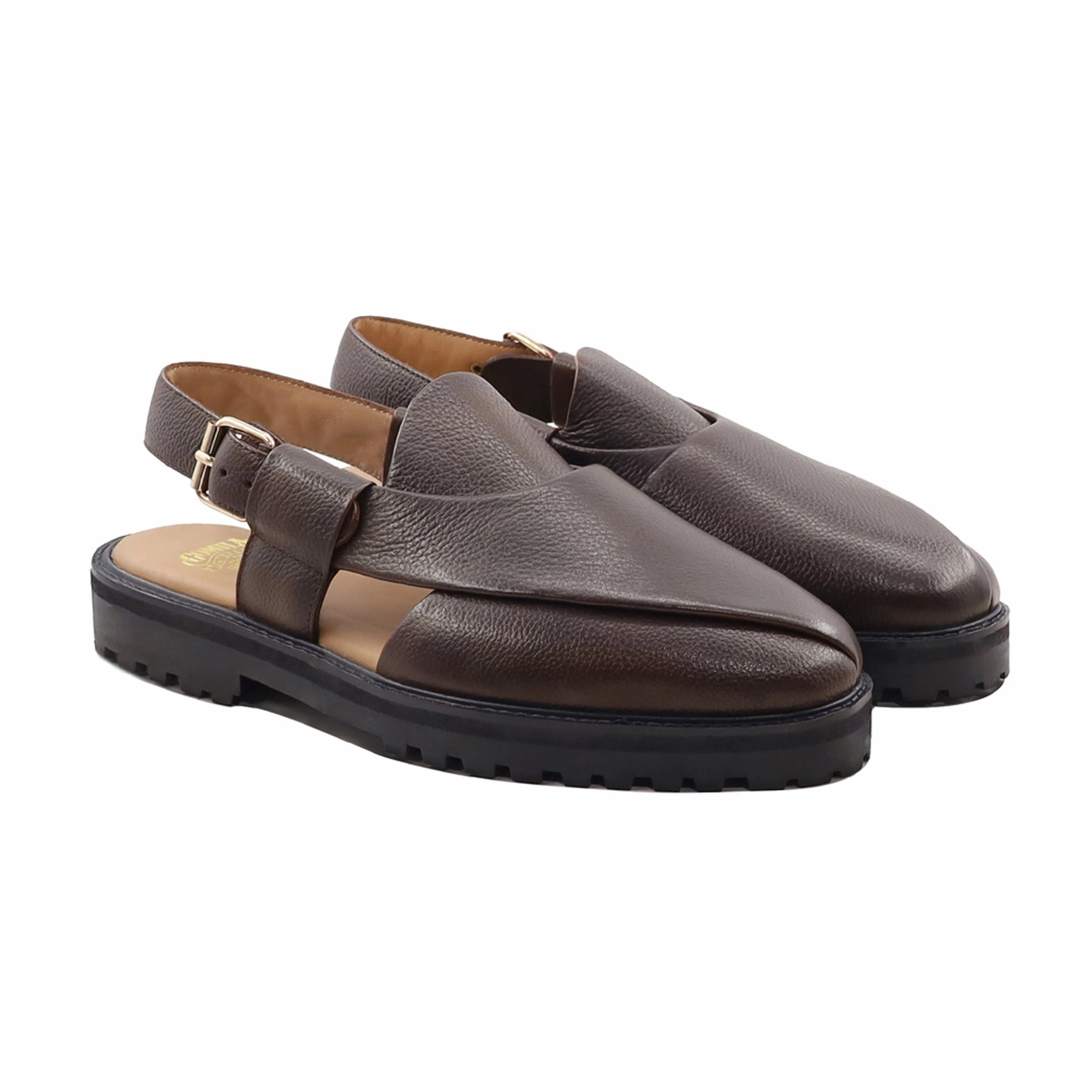 Sandals Over The Water Bungalows Leven - Men's Dark Brown Pebble Grain Leather Sandal